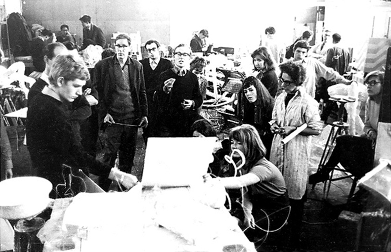 JM teaching a sculpture class at St Martins, early 1960's